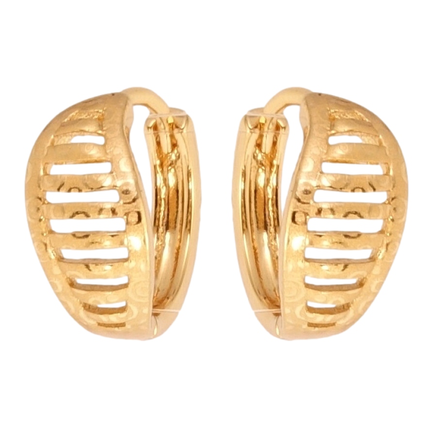 Серьги Xuping Позолота 18K колечки Листики с полосатым резным узором и напылением фото №1