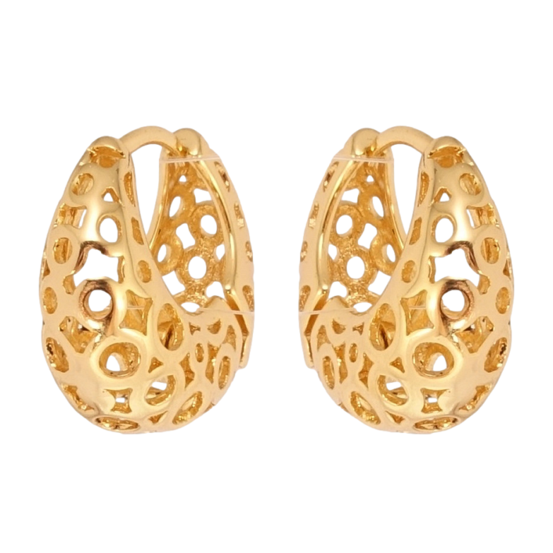 Серьги Xuping Позолота 18K колечки Корзинки с резным узором колечки фото №1 Серьги Xuping Позолота 18K колечки Корзинки с резным узором колечки фото №1