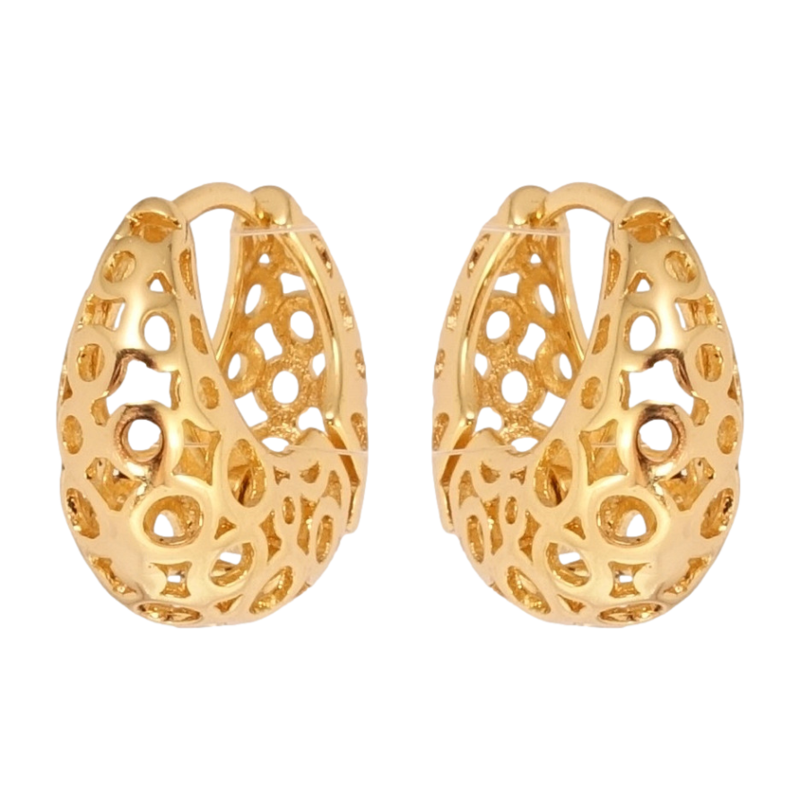 Серьги Xuping Позолота 18K колечки Корзинки с резным узором колечки фото №1 Серьги Xuping Позолота 18K колечки Корзинки с резным узором колечки фото №1