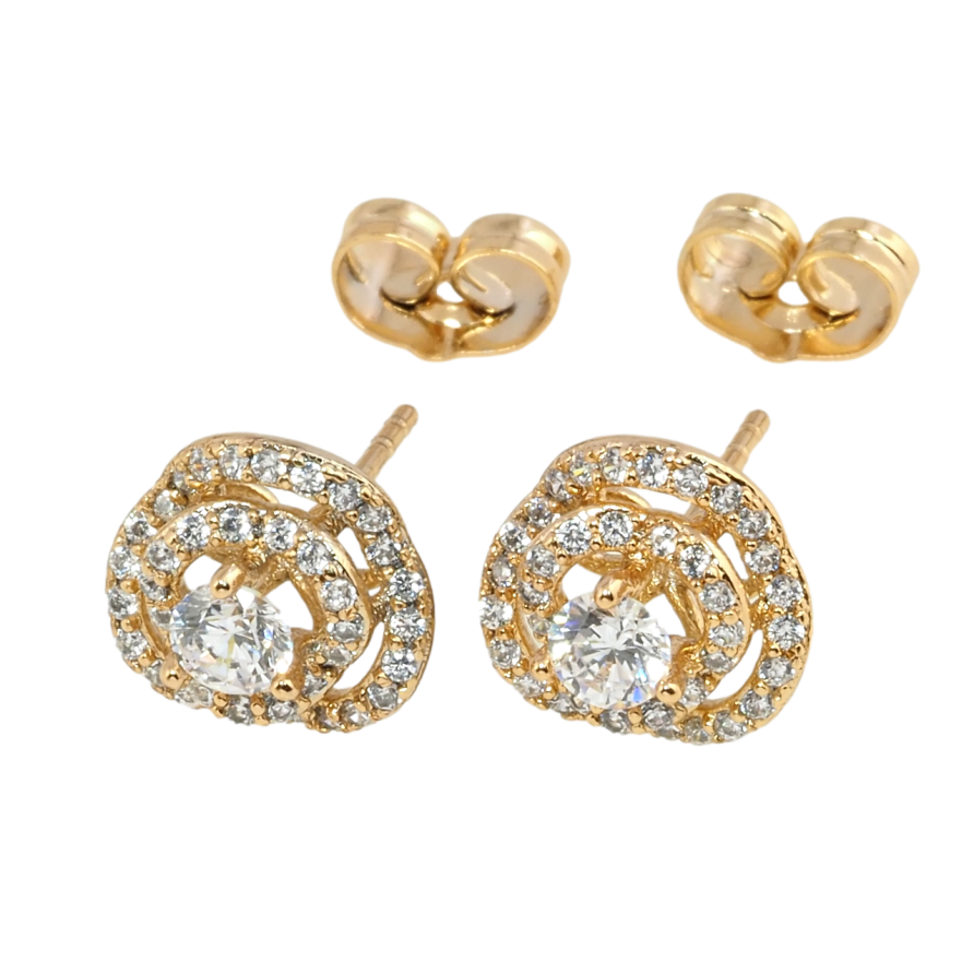 Серьги Xuping Позолота 18K пусеты Цветочек инкрустация цирконием фото №1