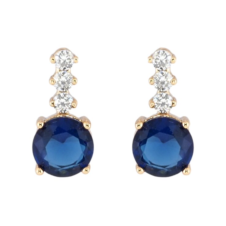 Сережки Xuping Позолота 18K пусети Синій фіаніт із доріжкою цирконію фото №18