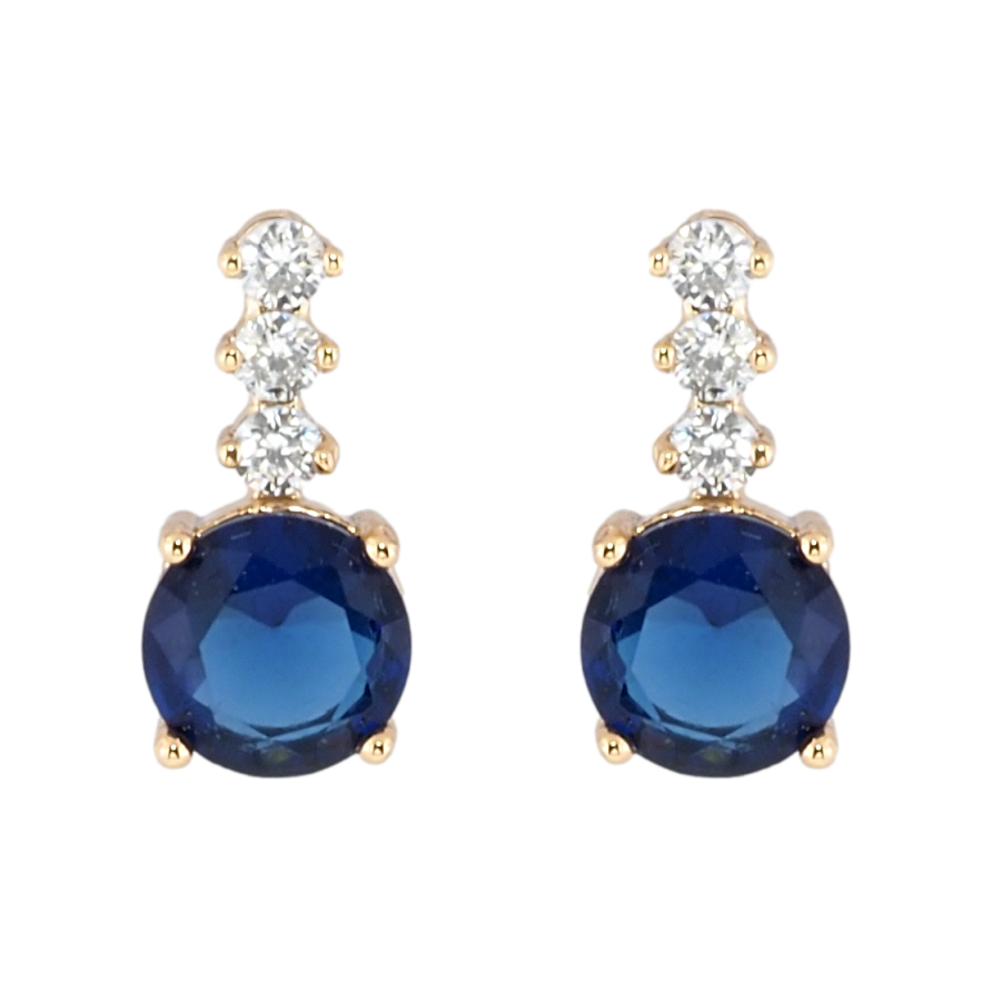 Сережки Xuping Позолота 18K пусети Синій фіаніт із доріжкою цирконію фото №1 Сережки Xuping Позолота 18K пусети Синій фіаніт із доріжкою цирконію фото №1