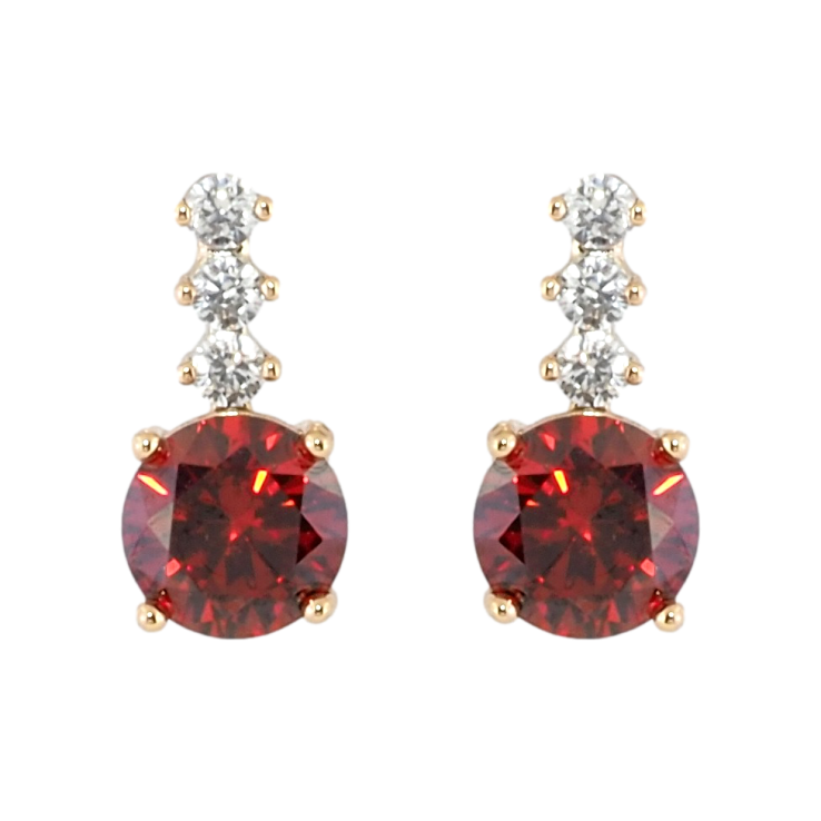 Сережки Xuping Позолота 18K пусети Червоний фіаніт із доріжкою цирконію фото №10