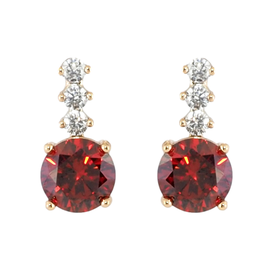 Сережки Xuping Позолота 18K пусети Червоний фіаніт із доріжкою цирконію фото №1 Сережки Xuping Позолота 18K пусети Червоний фіаніт із доріжкою цирконію фото №1