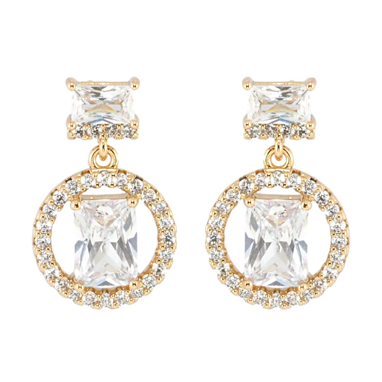 Серьги Xuping Позолота 18K пусеты Кристальные подвески фото №1