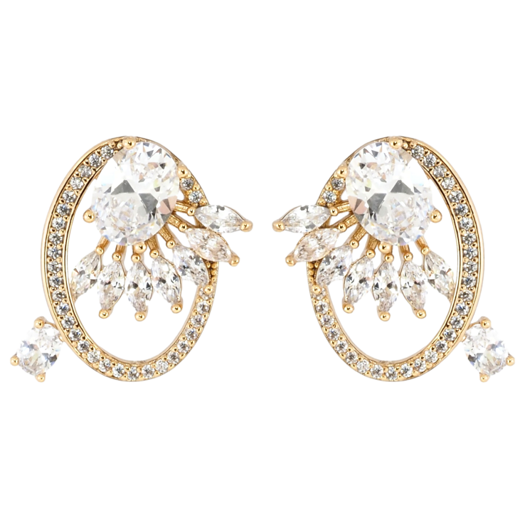 Сережки Xuping Позолота 18K пусети Декоративний візерунок з цирконієм фото №4