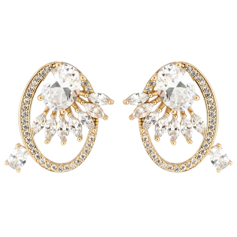 Сережки Xuping Позолота 18K пусети Декоративний візерунок з цирконієм фото №1 Сережки Xuping Позолота 18K пусети Декоративний візерунок з цирконієм фото №1