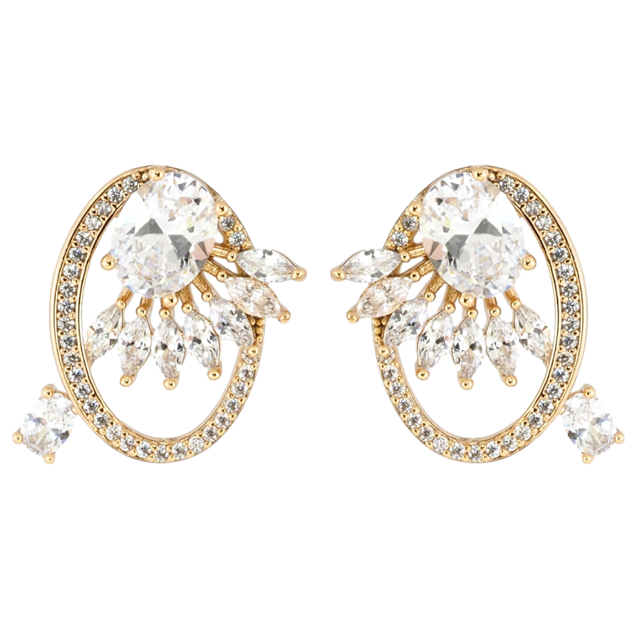 Сережки Xuping Позолота 18K пусети Декоративний візерунок з цирконієм фото №1