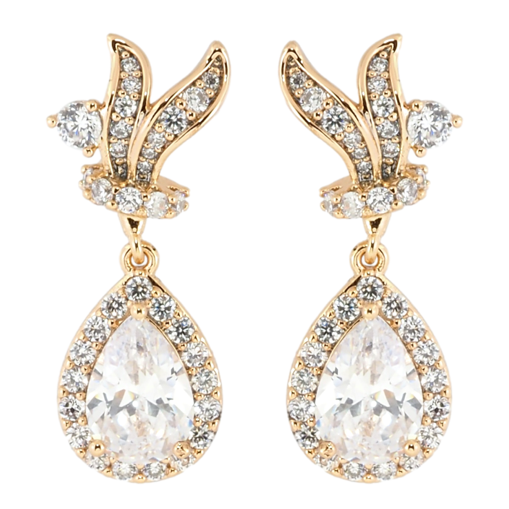 Сережки Xuping Позолота 18K пусети Підвіски з кристальними крапельками фото №18