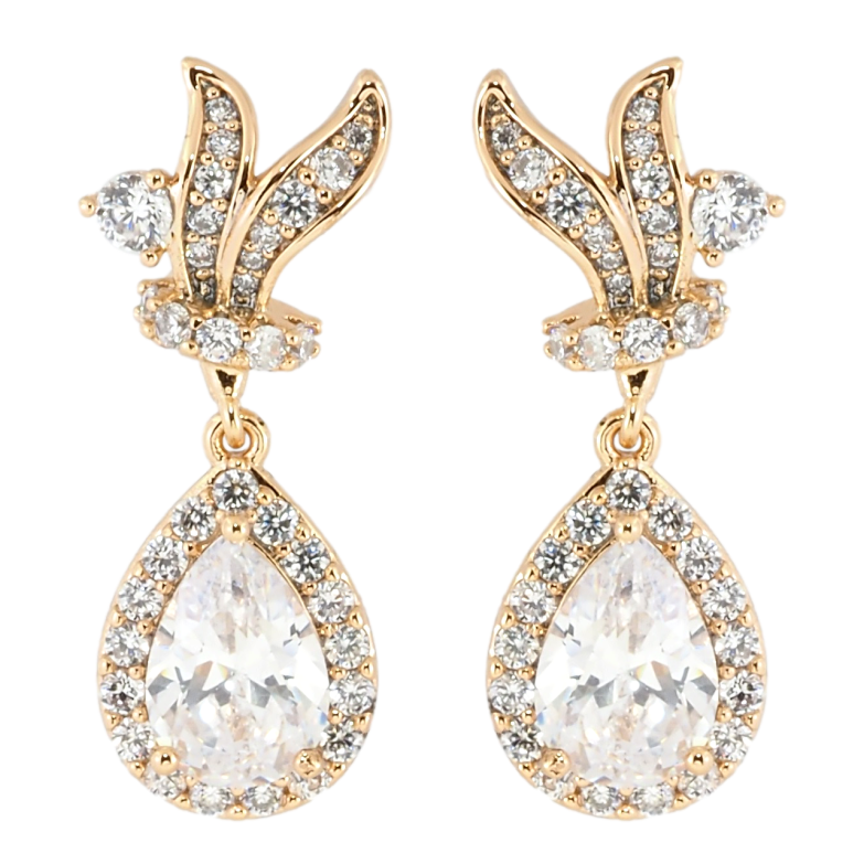 Сережки Xuping Позолота 18K пусети Підвіски з кристальними крапельками фото №1 Сережки Xuping Позолота 18K пусети Підвіски з кристальними крапельками фото №1