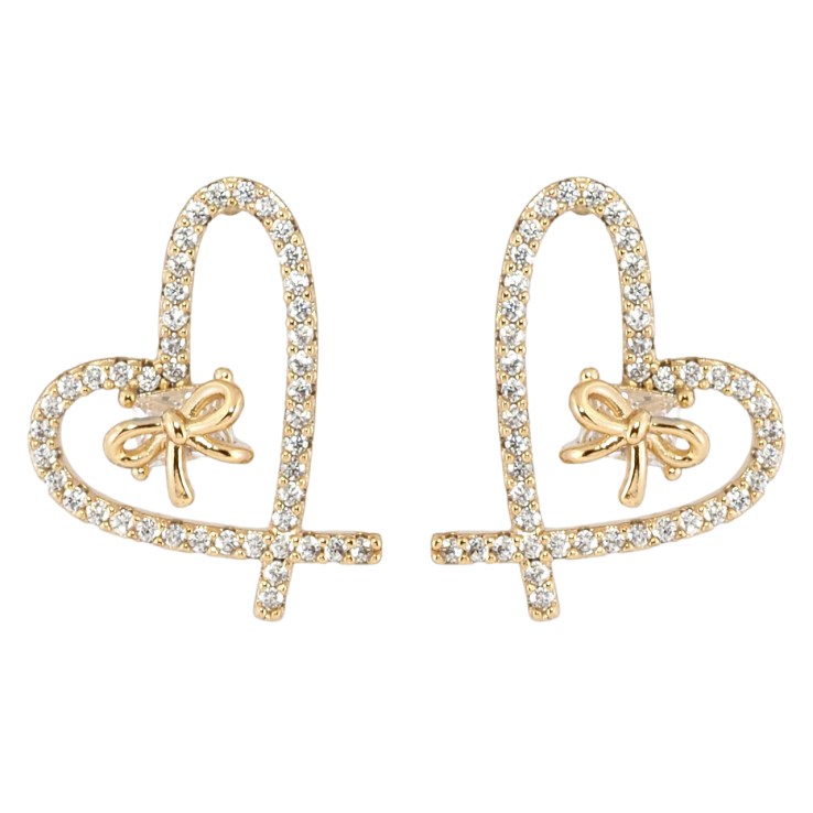 Сережки Xuping Позолота 18K пусети Серця з бантами фото №21