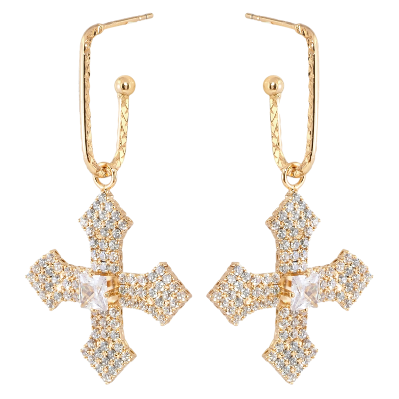 Серьги Xuping Позолота 18K пусеты Крестики инкрустация цирконием 2 в 1 фото №1 Серьги Xuping Позолота 18K пусеты Крестики инкрустация цирконием 2 в 1 фото №1