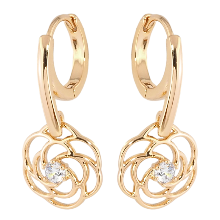 Сережки Xuping Позолота 18K підвіски на колечках Квіточки фото №3