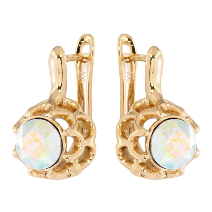 Сережки Xuping колір 18K з кристалами Swarovski англійський замок Бутони з кристалом АВ фото №10