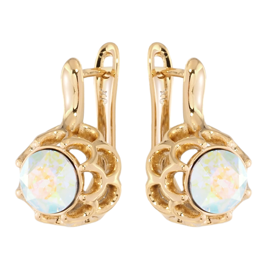 Сережки Xuping колір 18K з кристалами Swarovski англійський замок Бутони з кристалом АВ фото №1