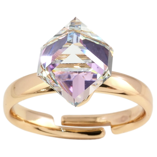 Кольцо Xuping цвет 18K с кр-ми Swarovski Кристалльный куб Tanzanite, 8х8мм фото №1