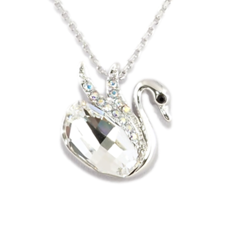 Кулон Xuping колір Родій із кристалами Swarovski на ланцюжку Лебідь Вставка Прозорий Кристал довжина 38,5-43,5см фото №1