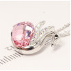 Кулон Xuping цвет Родий с кристаллами Swarovski на цепочке Лебедь Вставка Розовый Кристалл длина 38,5-43,5см фото №4