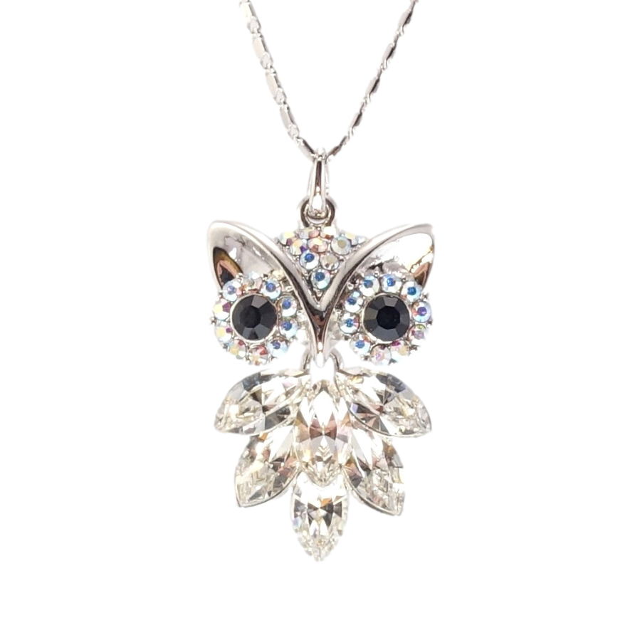 Кулон Xuping цвет Родий с кристаллами Swarovski на цепочке Сова длина 38-43см х 1,5мм фото №1