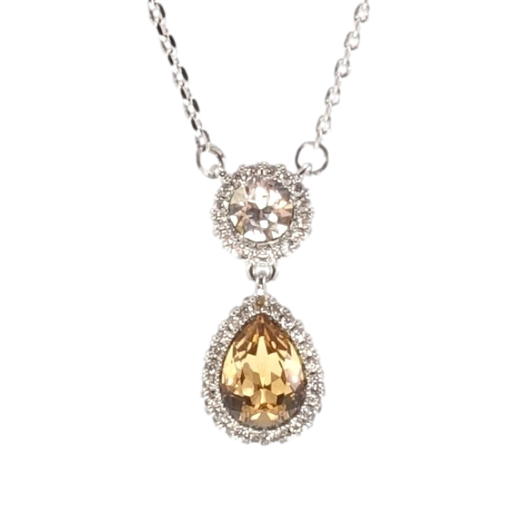 Кулон Xuping колір Родій із кристалами Swarovski на ланцюжку Кристали Коло і Крапля Колір Topaz довжина 42,5-47,5см фото №18 Кулон Xuping колір Родій із кристалами Swarovski на ланцюжку Кристали Коло і Крапля Колір Topaz довжина 42,5-47,5см фото №18