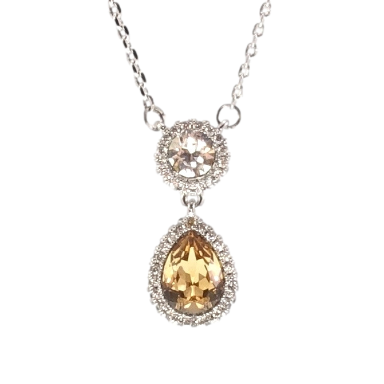 Кулон Xuping колір Родій із кристалами Swarovski на ланцюжку Кристали Коло і Крапля Колір Topaz довжина 42,5-47,5см фото №2 Кулон Xuping колір Родій із кристалами Swarovski на ланцюжку Кристали Коло і Крапля Колір Topaz довжина 42,5-47,5см фото №2