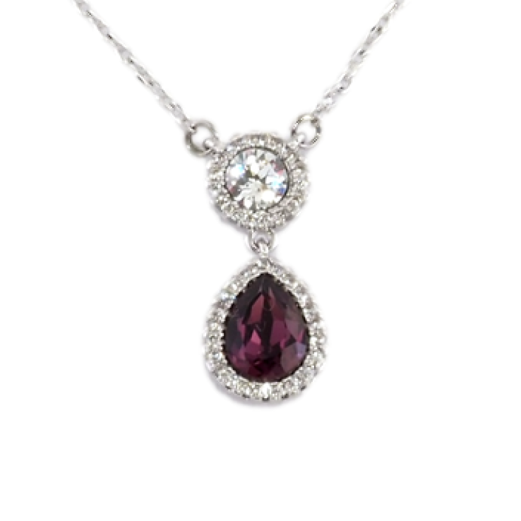 Кулон Xuping колір Родій із кристалами Swarovski на ланцюжку Кристали Круг і Фіолетова Крапля довжина 42-47см фото №19