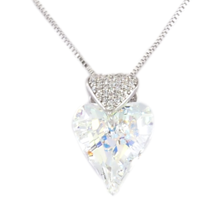 Кулон Xuping цвет Родий с кристаллами Swarovski на цепочке Сердечки Кристалл и Радужный Кристалл длина фото №1