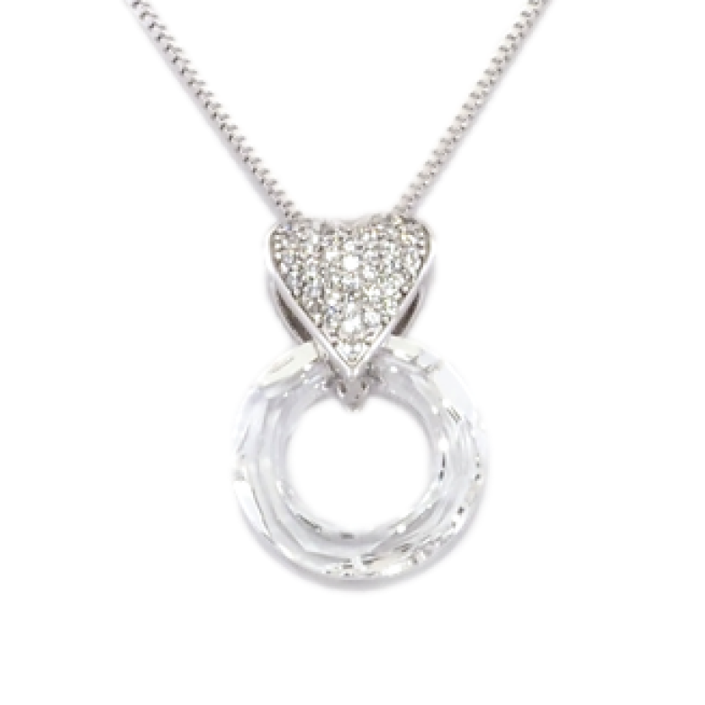 Кулон Xuping цвет Родий с кристаллами Swarovski на цепочке Сердечки Кристалл и Кристальный круг длина фото №1