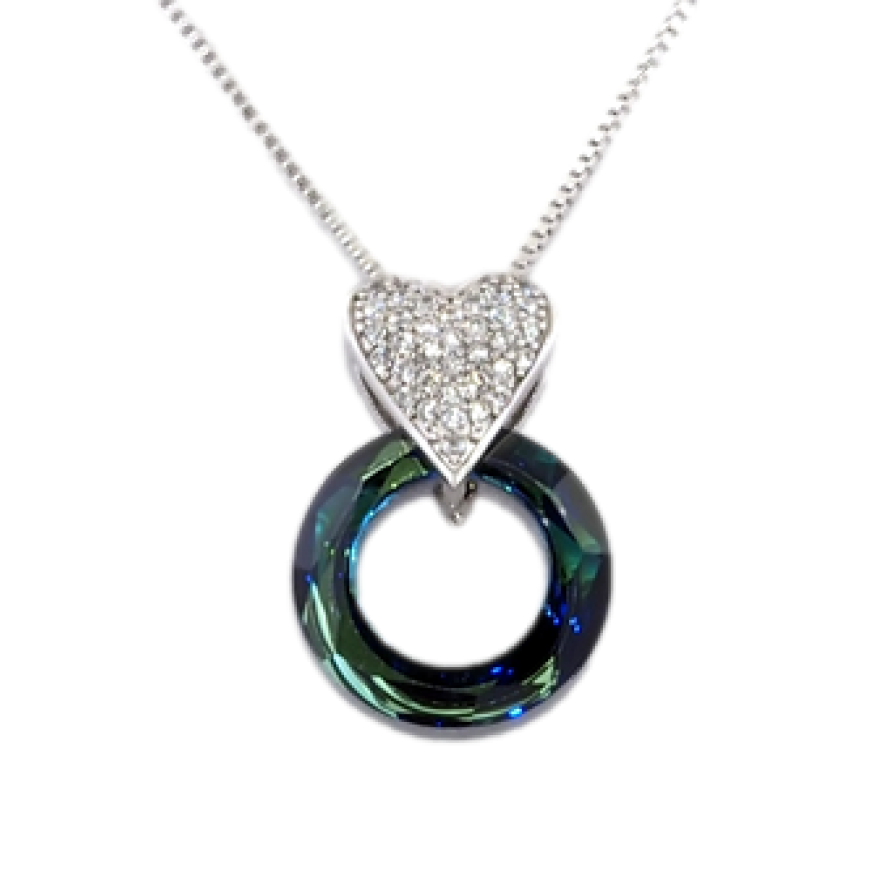 Кулон Xuping цвет Родий с кристаллами Swarovski на цепочке Сердечки Кристалл и Кристальный круг длина фото №1