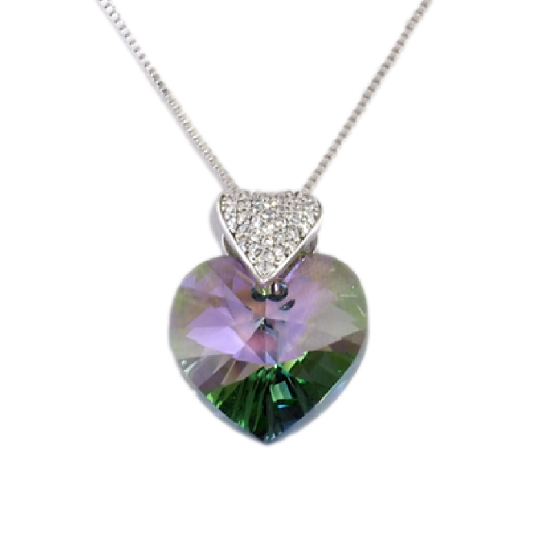 Кулон Xuping колір Родій з кристалами Swarovski на ланцюжку Сердечка Кристал Paradise Shine довжина 40-45см фото №1