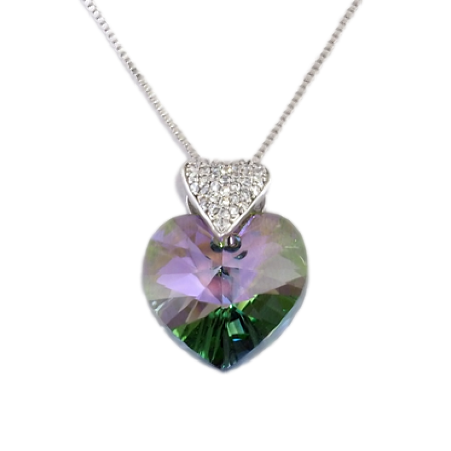 Кулон Xuping колір Родій з кристалами Swarovski на ланцюжку Сердечка Кристал Paradise Shine довжина 40-45см фото №1 Кулон Xuping колір Родій з кристалами Swarovski на ланцюжку Сердечка Кристал Paradise Shine довжина 40-45см фото №1