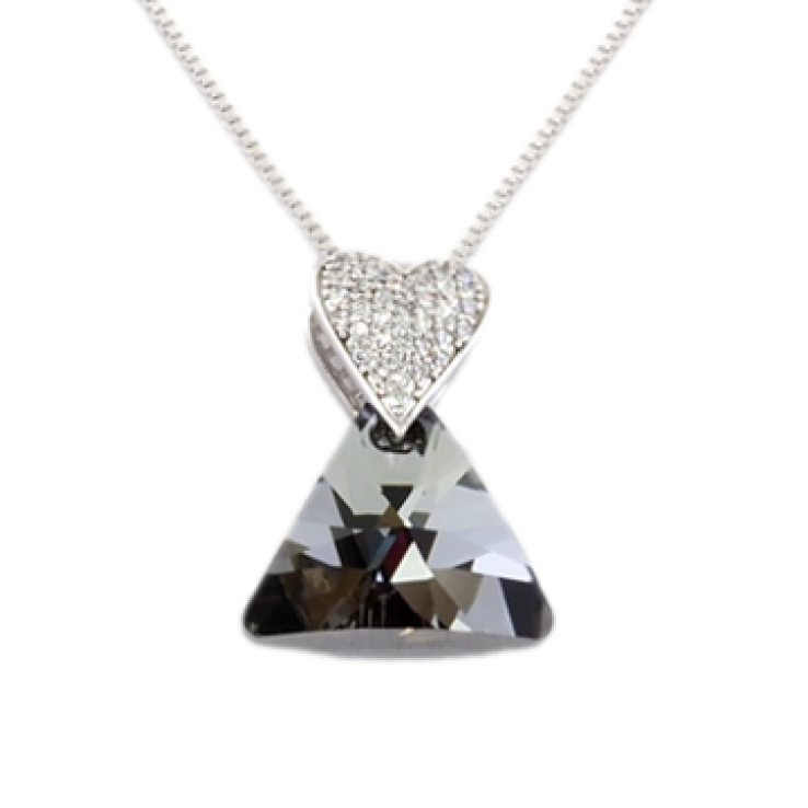 Кулон Xuping колір Родій із кристалами Swarovski на ланцюжку Серце і Трикутний Кристал довжина 40-45см фото №20