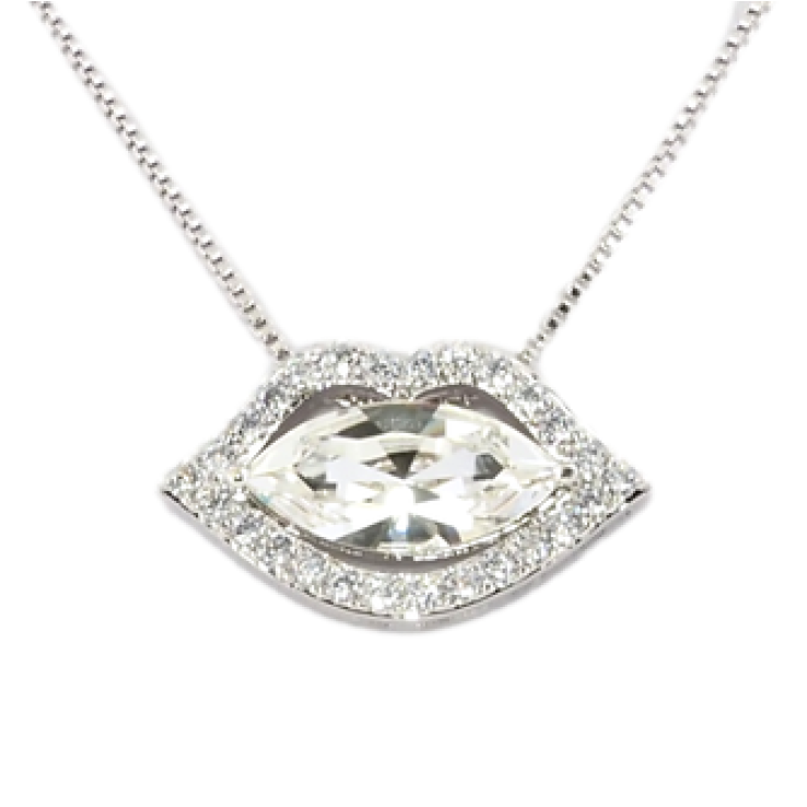 Кулон Xuping колір Родій із кристалами Swarovski на ланцюжку Ніжні Уста довжина 39-44 см фото №17