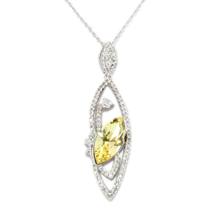 Кулон Xuping колір Родій із кристалами Swarovski на ланцюжку Витончений Візерунок з Кристалом Колір Citrine довжина 40-44см фото №24