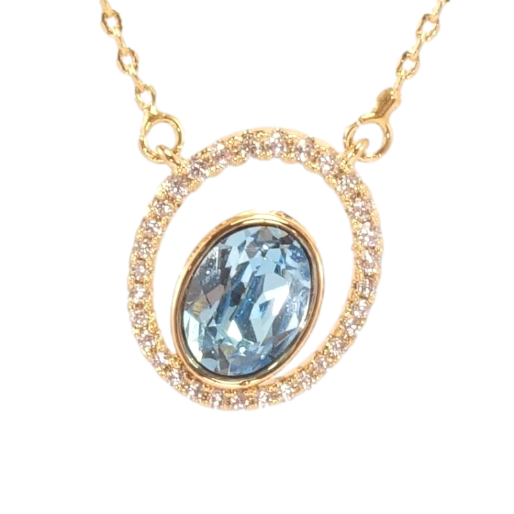 Підвіска Xuping 18K з кристалами Swarovski на ланцюжку Кристал Aquamarine в овальній рамці 43-48см фото №16 Підвіска Xuping 18K з кристалами Swarovski на ланцюжку Кристал Aquamarine в овальній рамці 43-48см фото №16