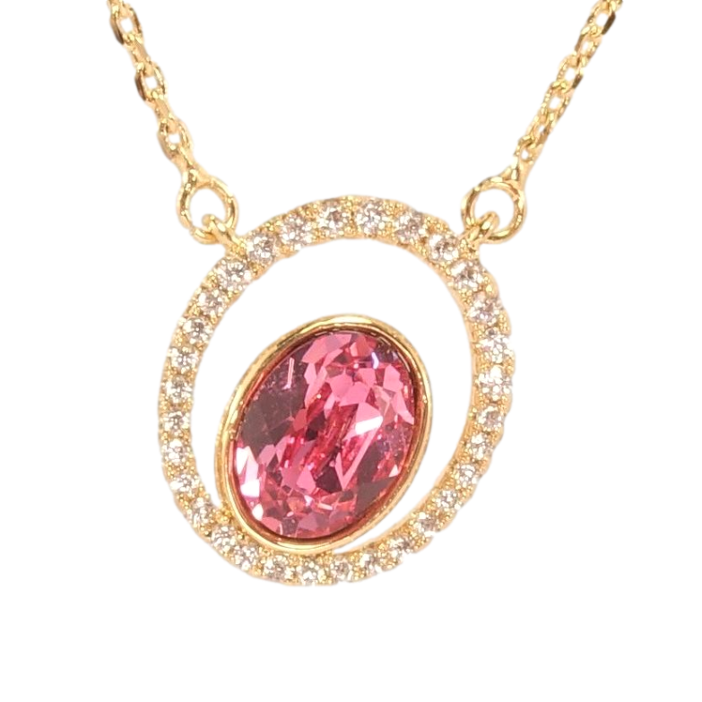 Подвеска Xuping 18K с кристаллами Swarovski на цепочке Кристалл Rose в овальной рамке дл.43-48см фото №1