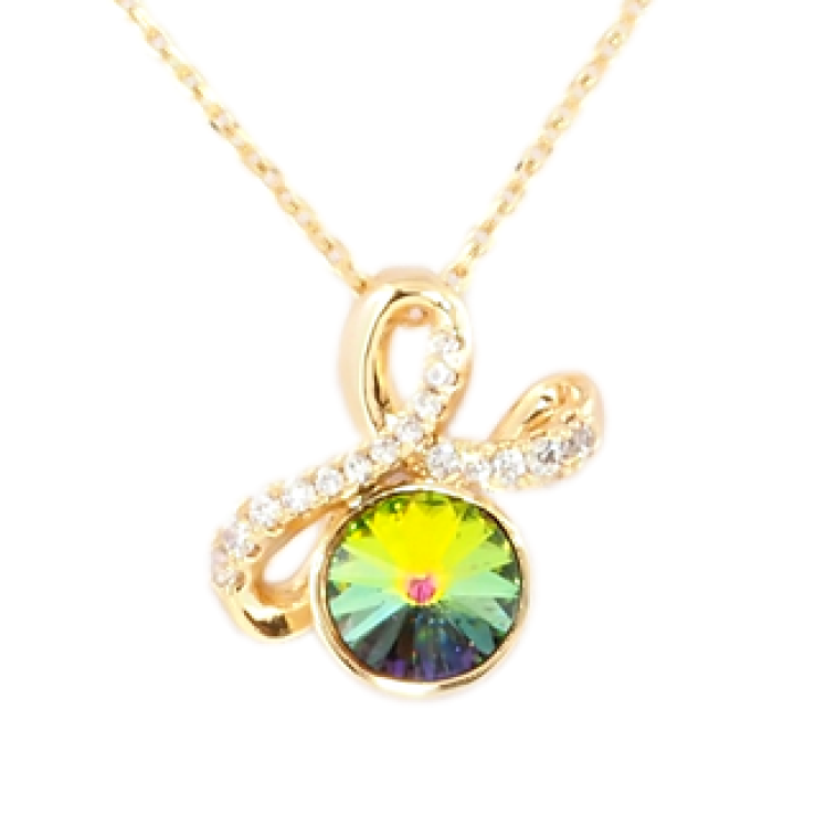 Кулон Xuping 18K із кристалами Swarovski на ланцюжку Стрічковий бантик із кристалом Vitrail Medium дл.40-45см фото №11