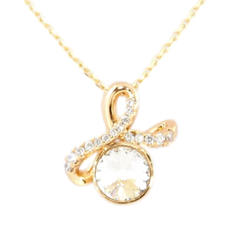 Кулон Xuping 18K з кристалами Swarovski на ланцюжку Стрічковий бантик з кристалом риволі дл.40-45см х 1мм фото №4