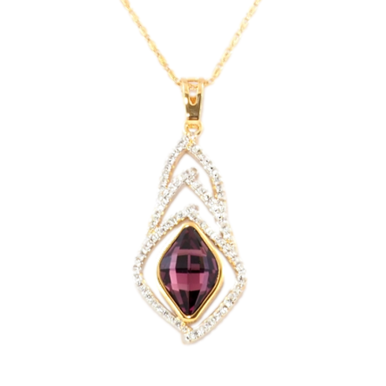 Кулон Xuping колір+колір Родій з кристалами Swarovski на ланцюжку Кристал Burgundy форма лимон довжина 45см фото №1