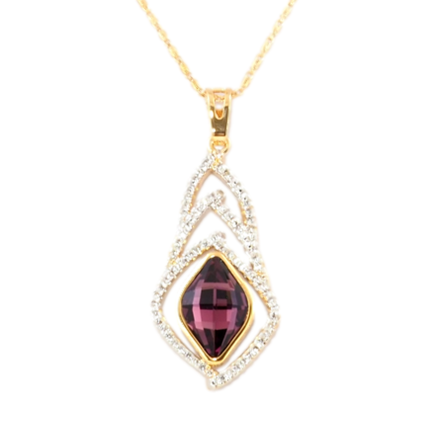 Кулон Xuping цвет+цвет Родий с кристаллами Swarovski на цепочке Кристалл Burgundy форма лимон длина 45см фото №1