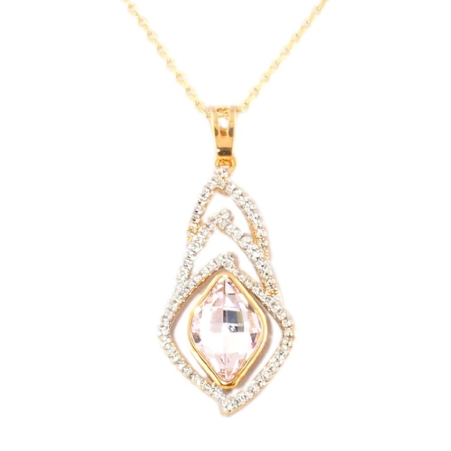 Кулон Xuping цвет+цвет Родий с кристаллами Swarovski на цепочке Кристалл Light Rose форма лимон дл.40-45см фото №1 Кулон Xuping цвет+цвет Родий с кристаллами Swarovski на цепочке Кристалл Light Rose форма лимон дл.40-45см фото №1