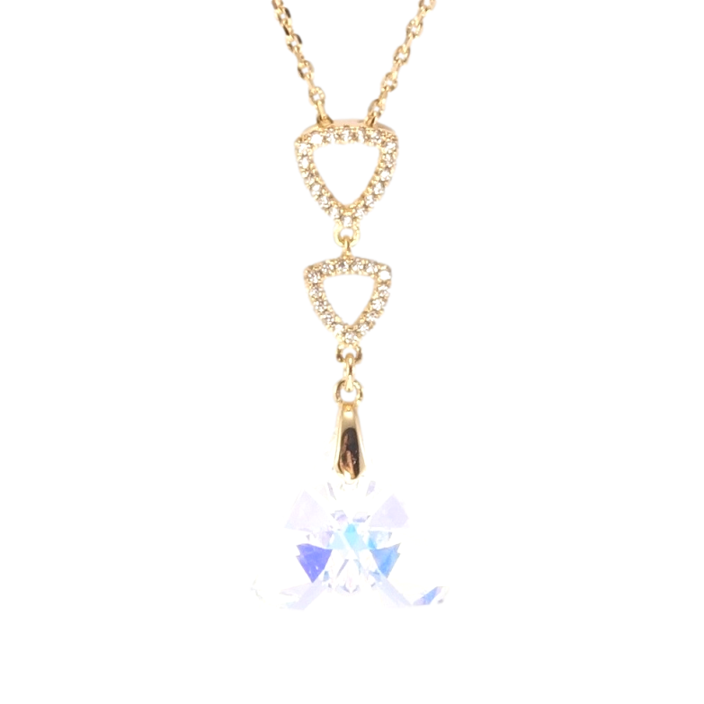 Кулон Xuping колір 18K з кр-ми Swarovski на ланцюжку Кристал Shimmer з трикутниками довжина 39-44см фото №1