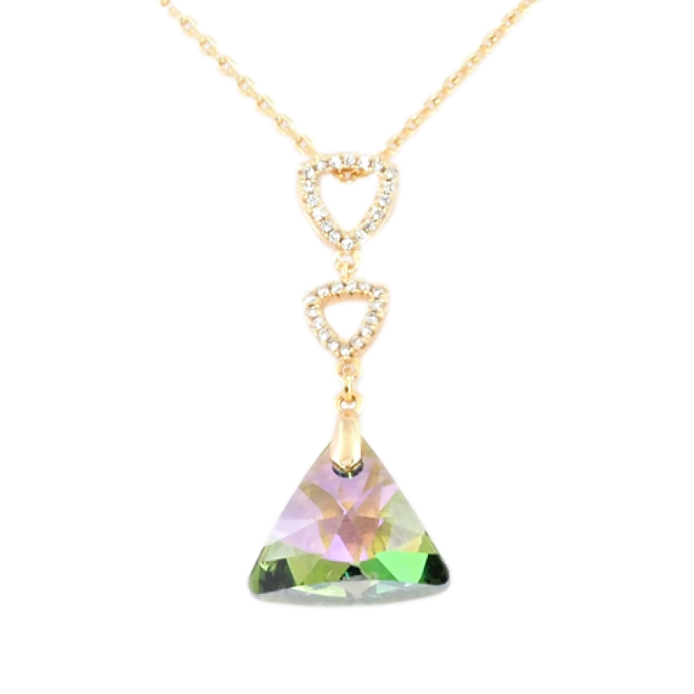 Кулон Xuping колір 18K з кр-ми Swarovski на ланцюжку Кристал Vitrail Light з трикутниками довжина 39-44см фото №1