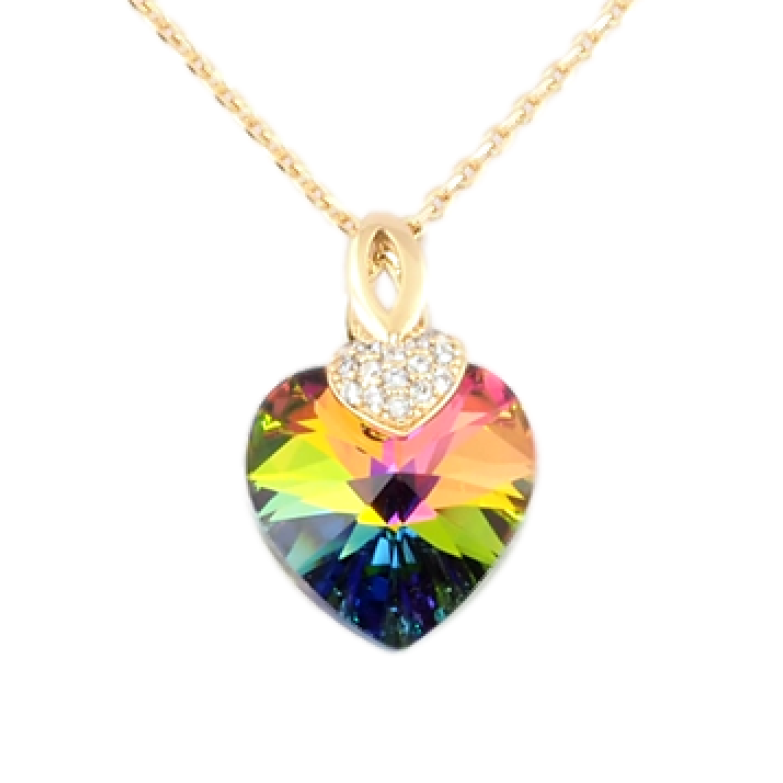 Кулон Xuping цвет 18K с кр-ми Swarovski на цепочке Кристальное сердце Vitrail Medium длина 38,5-43,5см фото №1