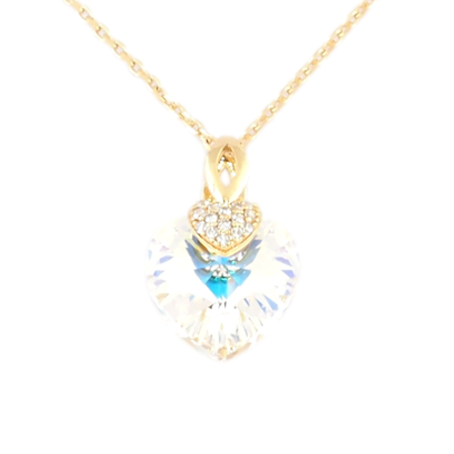 Кулон Xuping цвет 18K с кр-ми Swarovski на цепочке Кристальное сердце Shimmer длина 39-44см фото №1
