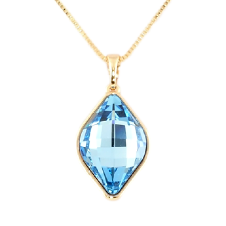 Кулон Xuping 18K з кр-ми Swarovski на ланцюжку Кристал Aquamarine в ромбовому ограновуванні дл. 40-45см х 1мм фото №15