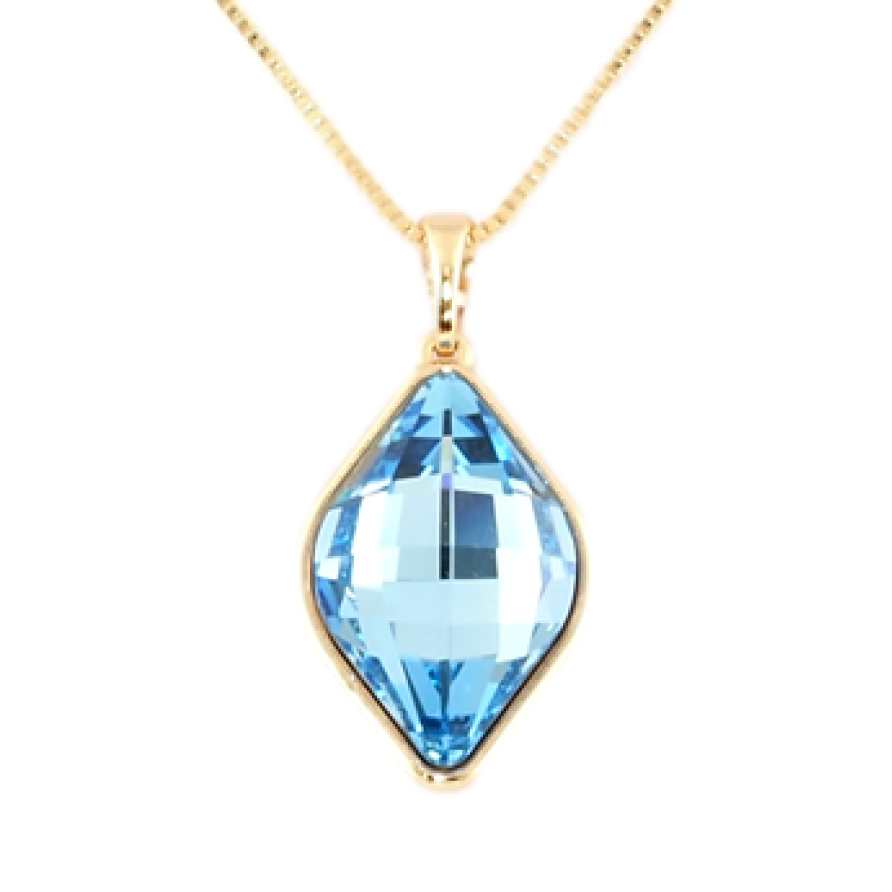 Кулон Xuping 18K з кр-ми Swarovski на ланцюжку Кристал Aquamarine в ромбовому ограновуванні дл. 40-45см х 1мм фото №1