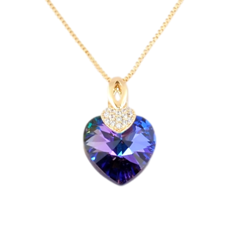 Кулон Xuping 18K з кр-ми Swarovski на ланцюжку Серце кристал Heliotrope довжина 40-45см х 1мм фото №1