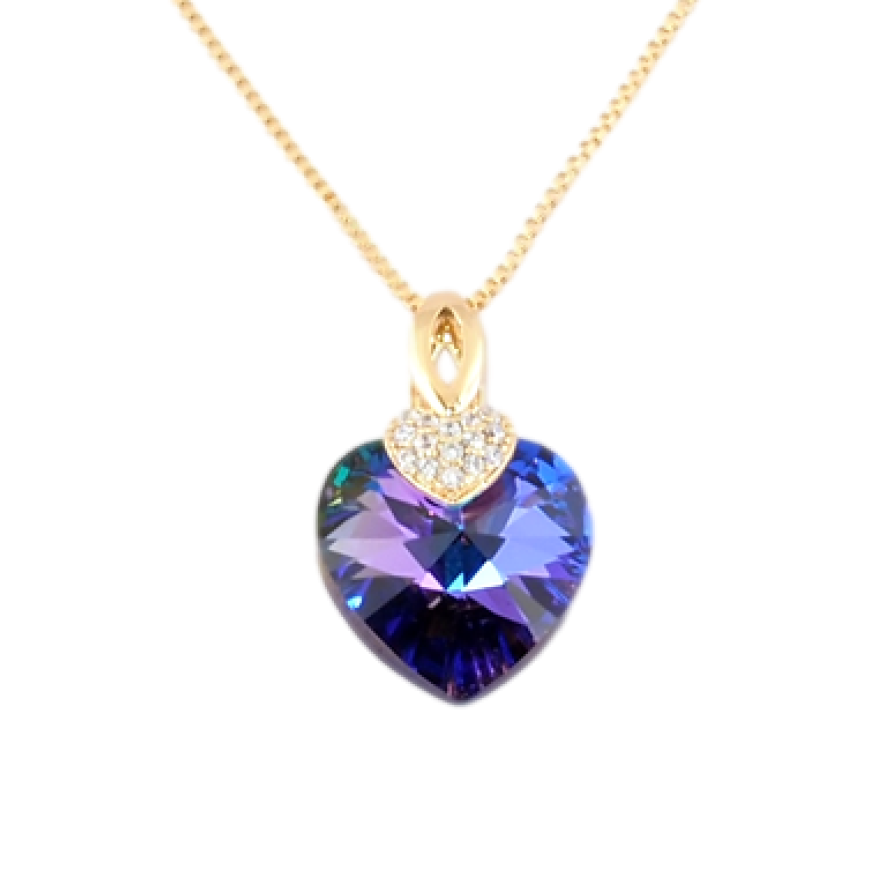 Кулон Xuping 18K с кр-ми Swarovski на цепочке Сердце кристалл Heliotrope длина 40-45см х 1мм фото №1
