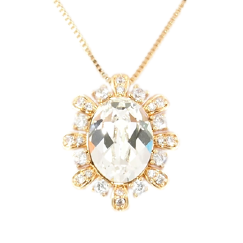 Кулон Xuping 18K с кр-ми Swarovski на цепочке Кристалл Clear с лучиками длина 40.5-46см х 1мм фото №2